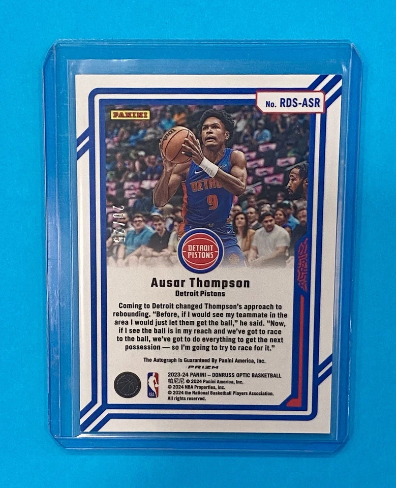 Panini Optic Dominators Ausar Thompson RC Auto /25 Silver Prism Detroit Pistons - Image 2 of 3