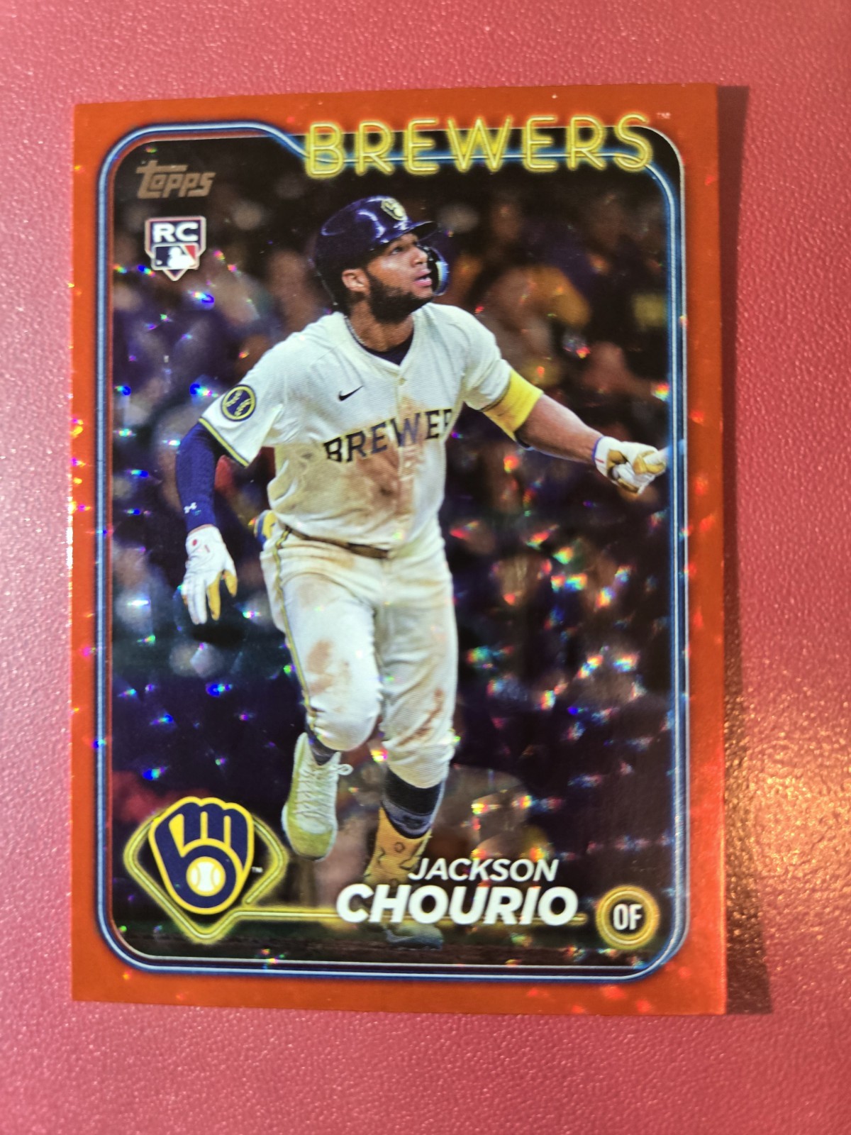 2024 Topps Update Series -Jackson Chourio Rookie #US240 Red Crackle Foil /199 