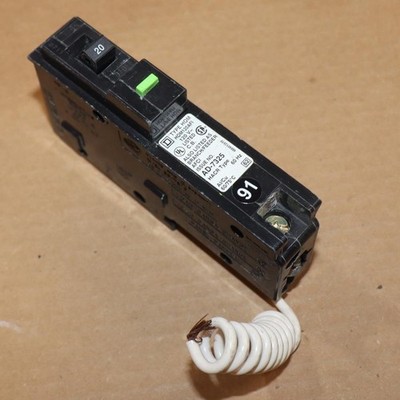 One Square D HOM120AFI 1 Pole 20 Amp Arc Fault AFI Green Pigtail Breaker BK#91