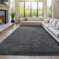 8X10 Feet Shag Grey Area Rug: Super Soft Plush Carpet for Living Room, Bedroom 
