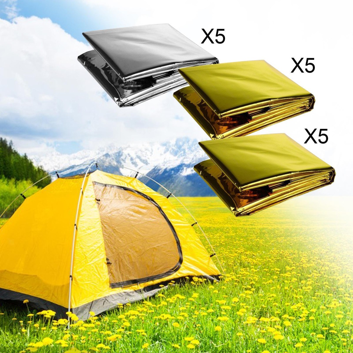 5Pcs Foldable Outdoor Blanket Thermal Blanket First Aid Shelter Waterproof  Mat | eBay