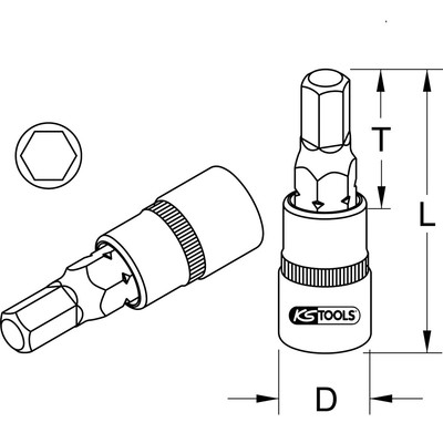 KS Tools 911.3862 Bit-Stecknuss Innensechskant 12 Mm – 3/8" Antrieb, 1 Stück, Für Schraubenschlüssel & Knarren