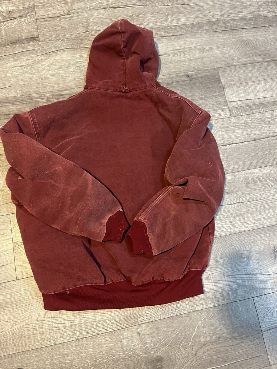 VTG 90s Carhartt J68 CRI Crimson Red Hooded Work Zip Up VTG 90s Carhartt J68 CRI Crimson Red Hooded Work Zip Up