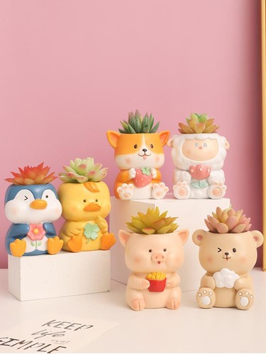 Flower Vase Resin Animal Multicolor Modern Small Solid Home Décor Free Stand - Picture 14 of 28