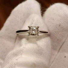 10k White Gold Ring 1/5 Diamond Solitaire Princess-Cut Zales Solid real 10kt New