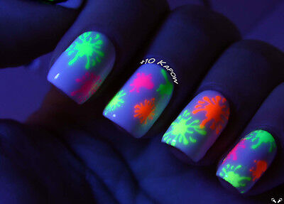 Neon Paint Letters Flowers Skulls Lines 3d Nail Art Stickers Uv Acrylic Decals Ebay