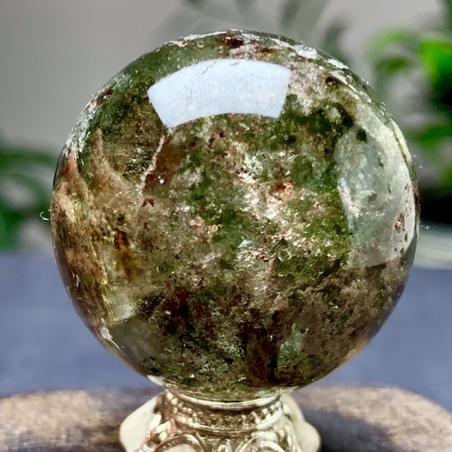 54G Natural Green Ghost Crystal Quartz Ball Crystal Sphere Mineral Specimen - Picture 15 of 24