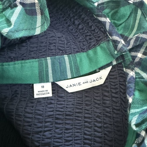Janie & Jack Plaid Smocked Balloon Sleeve Cropped Top Size 18 Tween Holiday - Picture 3 of 8