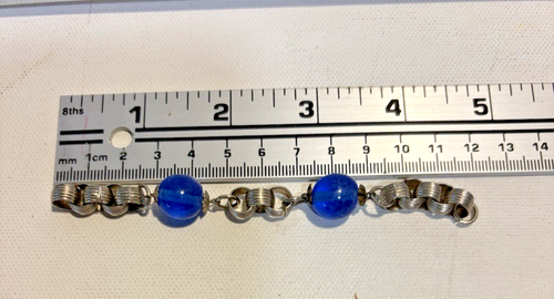 Collar de plata y cuentas vintage inspirado en el Art Deco color cobalto azul - Imagen 5 de 6
