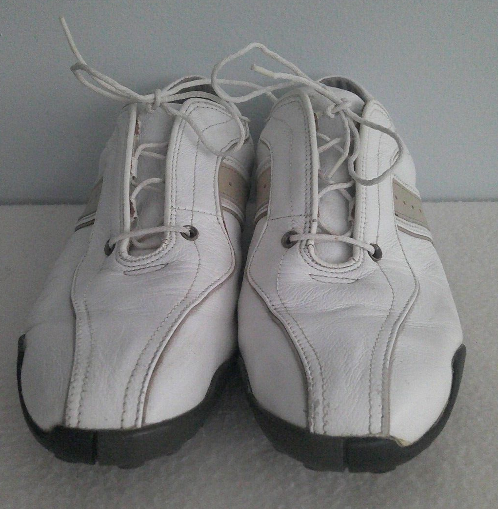 Footjoy LoPro Golf White & Beige Soft Spike Leather Shoes Cleats Mens