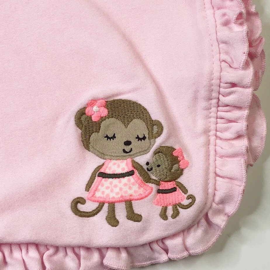 Carter's Just One You Knit детское одеяло для приема розовое оранжевое обезьяна - Изображение 2 из 4