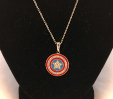 Marvel Womans Captain America Shield Rhinestone Pendant Charm w/ 18" Necklace