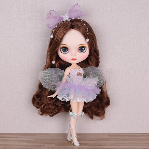 "Muñeca Blythe cabello castaño claro pintada a mano ojos para dormir cuerpo articular de fábrica12" - Imagen 2 de 2