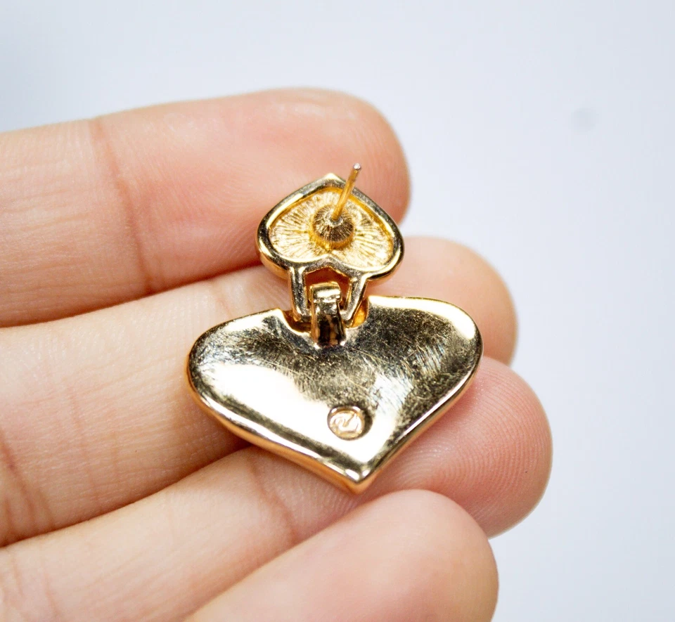 Pendientes SWAROVSKI Corazón Pavimentado Amor Par Marcado Tono Dorado Cristal Foto 4 de 4