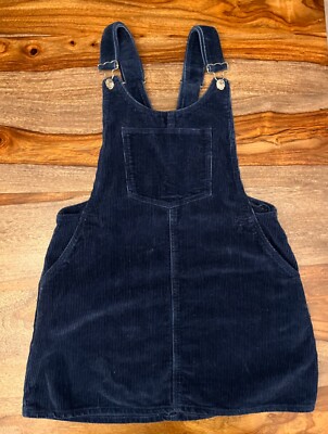 ZARA Dark Blue Navy Corduroy Pinafore Dungaree Dress Size S