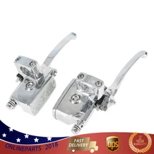 1" Motorcycle Handlebar Hydraulic Brake Master Cylinder&Clutch Lever Chrome New