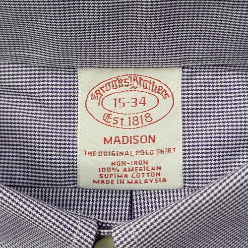 Brooks Brothers Shirt Mens 15-34 Purple Houndstooth Madison Fit Button Down NWT - Picture 3 of 8