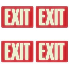 4Pc Glow In The Dark EXIT SIGN, Photoluminescent Tear-Resistant Sign - 12x8 Inch