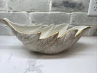 Vintage Royal Haeger Pottery Vase #384-S White With 22k Gold Tweed