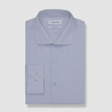 80 Calvin Klein Men Blue X Extra Slim-Fit Check Stain Shield Dress Shirt Size M