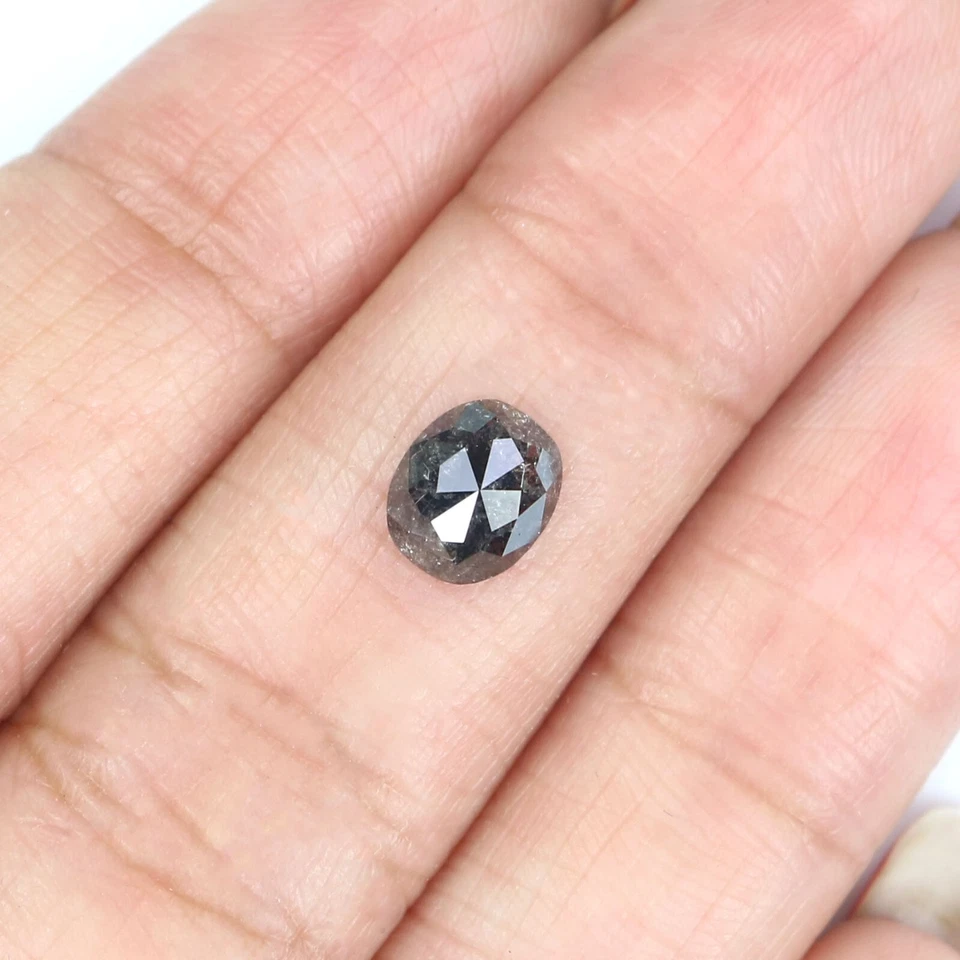0.98 CT Natural Loose Oval Diamond 6.75 MM Black Grey Color Oval Diamond NQ9490 - image 3 of 4