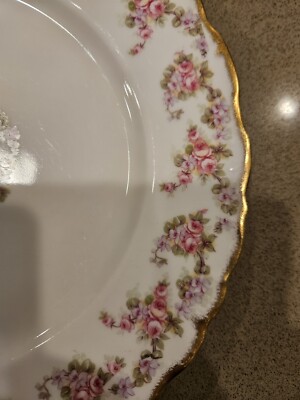 Antique Elite Works Limoges France Pink Bridal Rose Plate 9 3/4