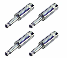 (4 PACK) REAN / NEUTRIK NYS201 1/4" Mono Cable Mount Nickel Plug w/Short Barrel