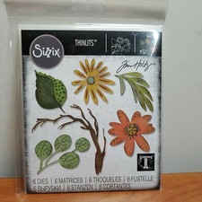 TH1 Tim Holtz Sizzix Thinlits Funky Florals, Large 6pc Die Set New 664158