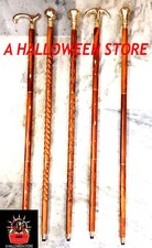 Lot of 5 Pcs Antique Brass Walking Stick Different Handle Wooden Cane Victorian