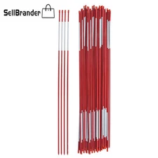 100 Pack 48" Reflective Driveway Markers Fiberglass Poles Red Plowing Stakes