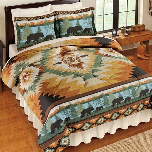 BEARS LODGE WOODLAND SOUTHWEST BEDROOM KING SZ COMFORTER & SHAMS