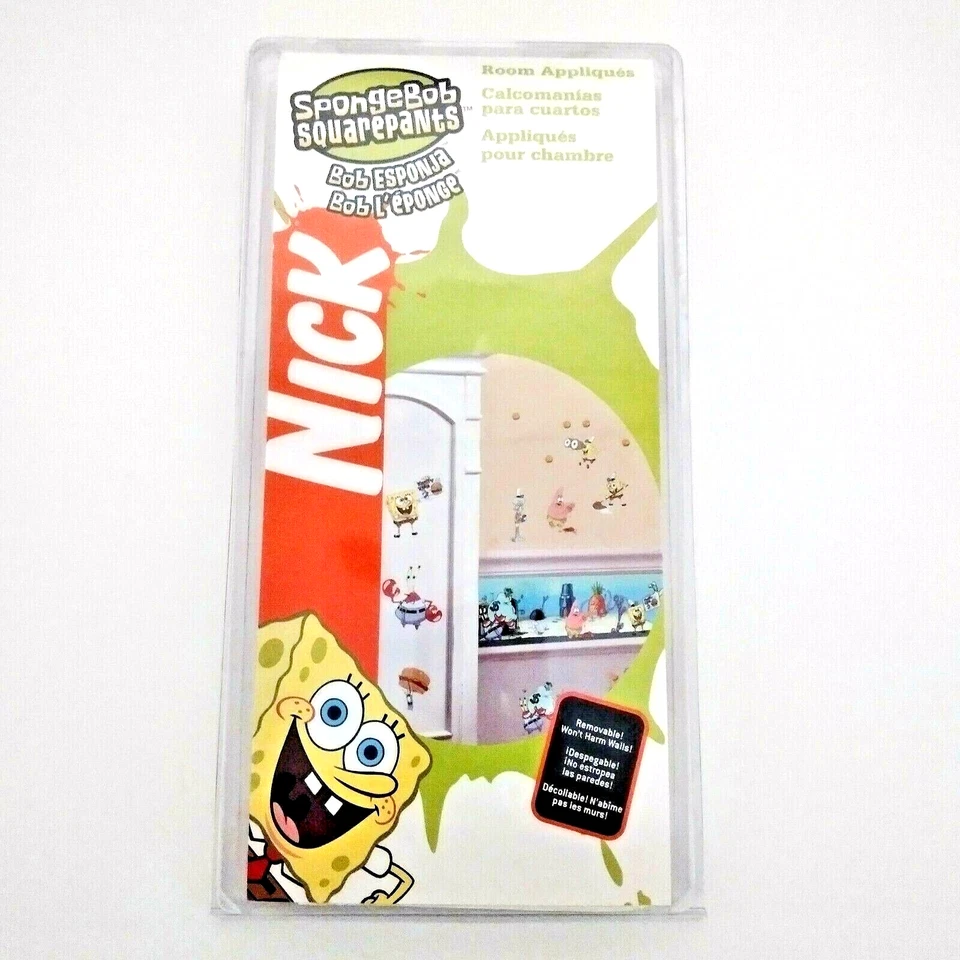 Pegatinas de vinilo Nickelodeon Bob Esponja pantalones cuadrados 25 calcomanías de pared nuevas caja abierta EE. UU. Foto 2 de 3