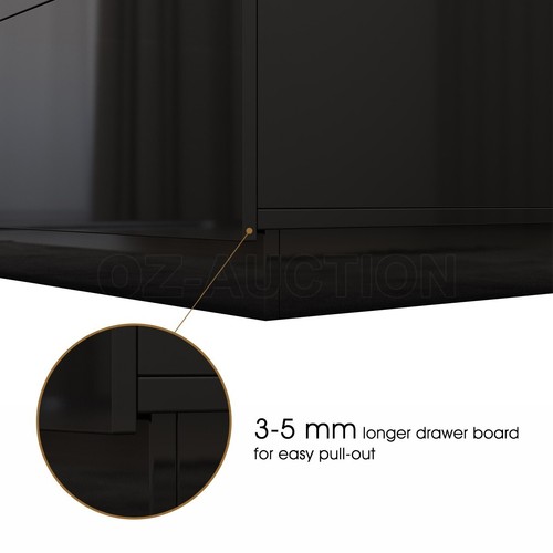 Modern Coffee Table Storage Drawer Cabinet High Gloss Furniture 7 Models BK/WH - Picture 11 of 65