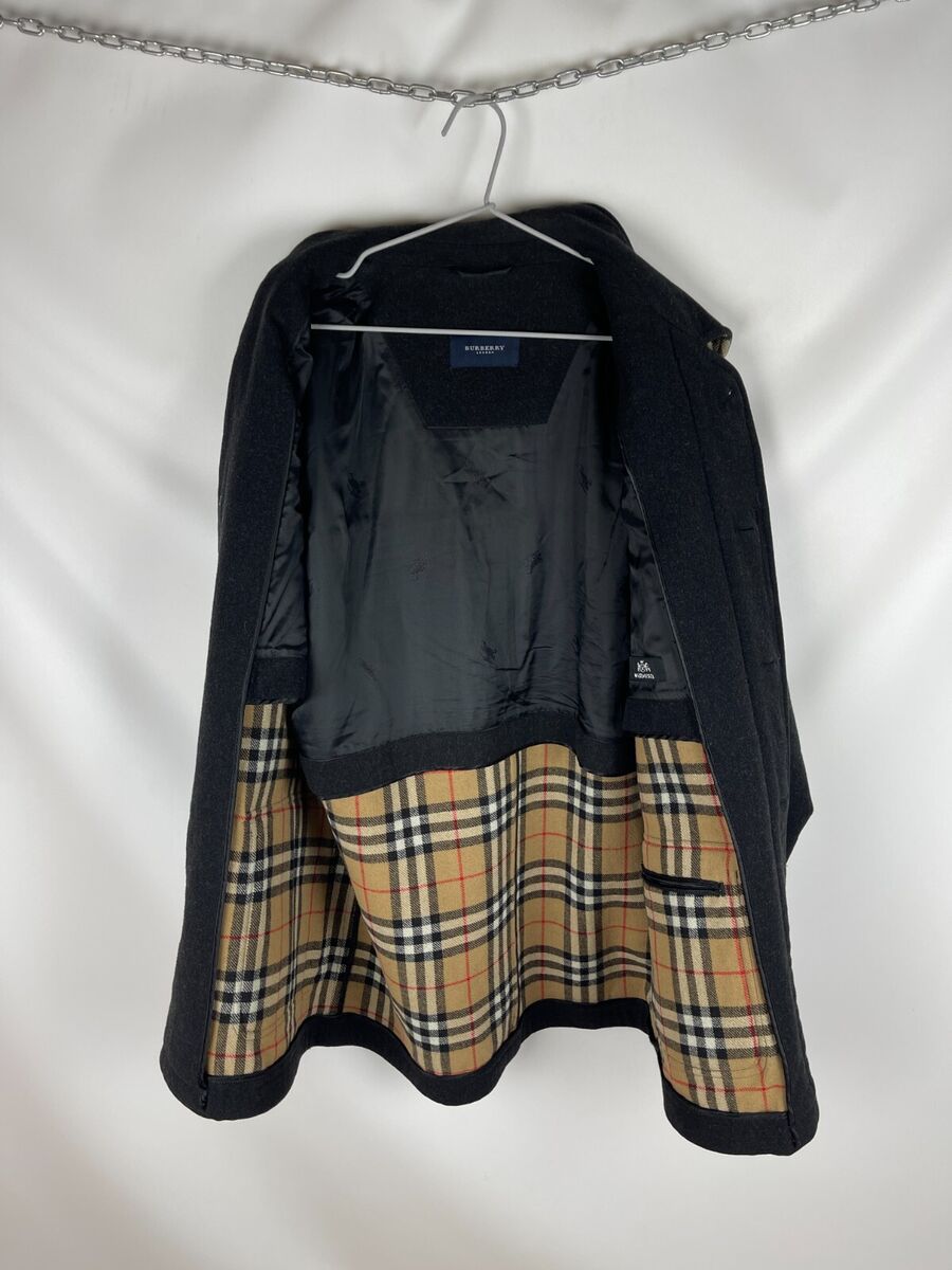 Burberry London wool nova check vintage dark grey coat | eBay Burberry London wool nova check vintage dark grey coat | eBay