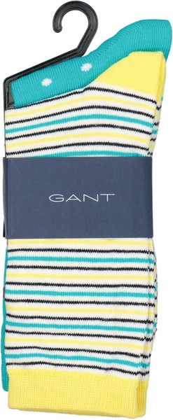 Neu ! Gant Damen Socken D2. Dot And Stripe Socks 2-PACK Gelb-Mix Gr. One Size-image