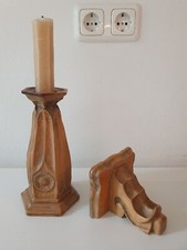 Produktbild - Kunstvolle Holzschnitzereien Kerzenständer Taufkerze Wandkonsole Altar