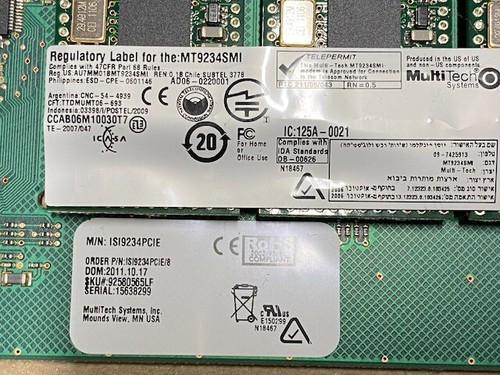 MULTI-TECH MULTIMODEM 8-PORT PCIe FAX MODEM CARD P/N: ISI9234PCIE/8 - Picture 2 of 3