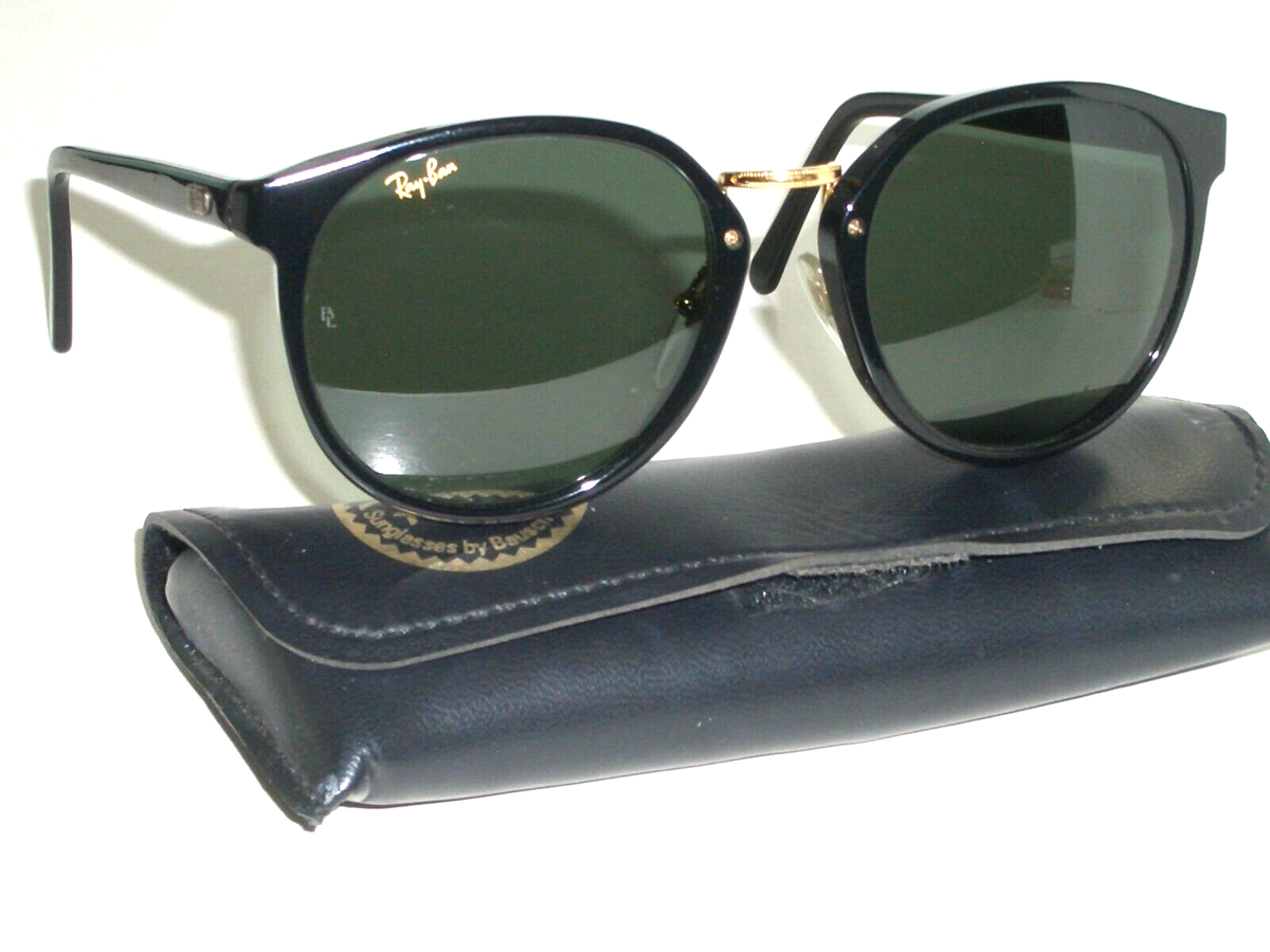 VINTAGE B&L RAY BAN W1102 BLACK CRYSTAL PREMIER IV ROUND