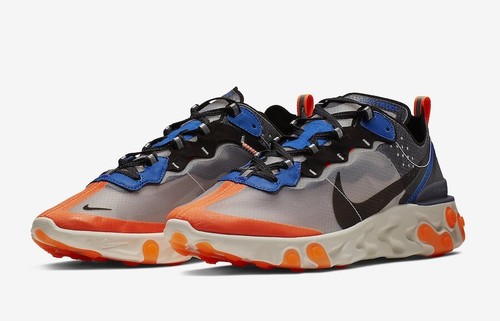 Nike React Element 87 UK 4.5 EUR 37.5 Wolf Grey Black Thunder Blue AQ1090 004 - Picture 3 of 6