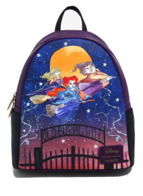 Loungefly Hocus Pocus Cemetery Night Mini Backpack - Purple, Blue, Orange Hocus Pocus Sanderson Sisters Graveyard Mini Backpack  main image 3