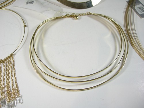 Lot of 6 Macys Assorted Choker Necklace Jewelry Gold Tone New With Original Tags - Picture 7 of 8