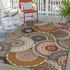 Evaline Floral Medallion Non-Slip Area Rugs Indoor Outdoor Rugs Or Runner Rug