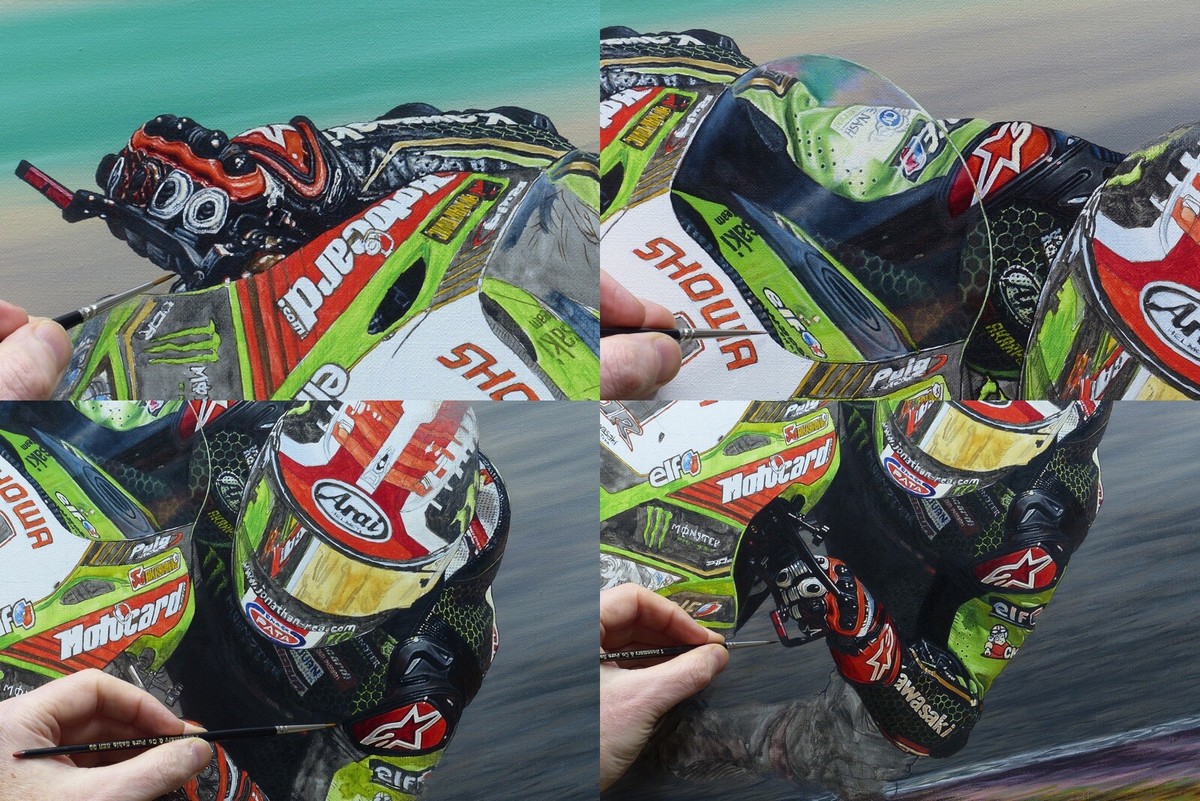 Jonathan Rea 2020 WorldSBK Champion Kawasaki ZX10-RR oil painting