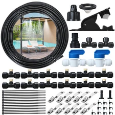50ft Outdoor Misting Cooling System Misters Line Irrigation System + 12 Nozzles
