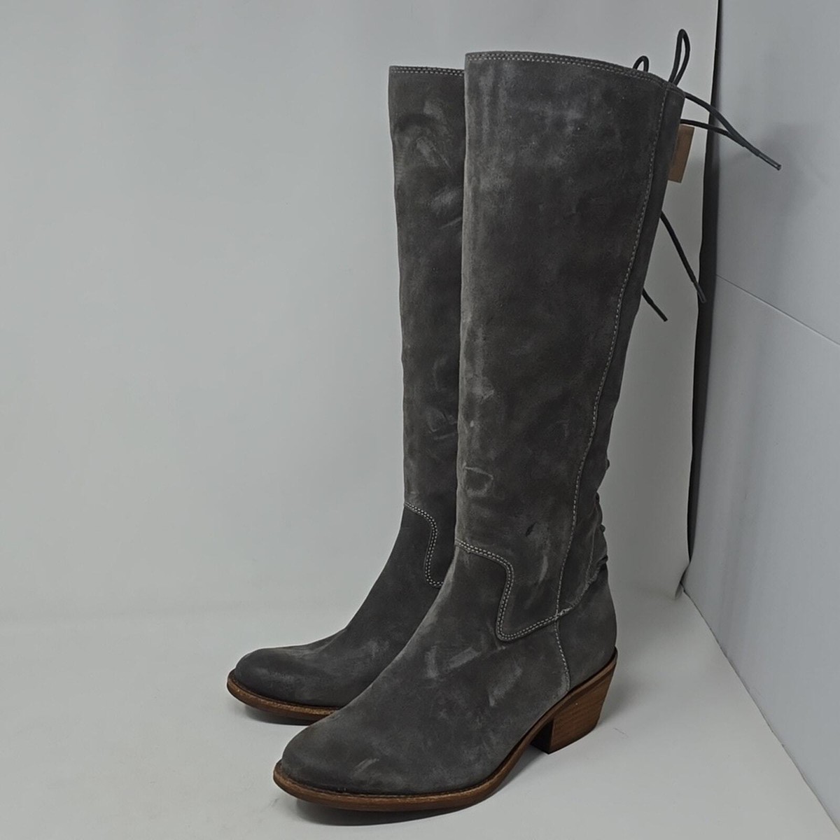 Sofft Sharnell Heel Knee High Boots Smoke Suede Leather Women's Size