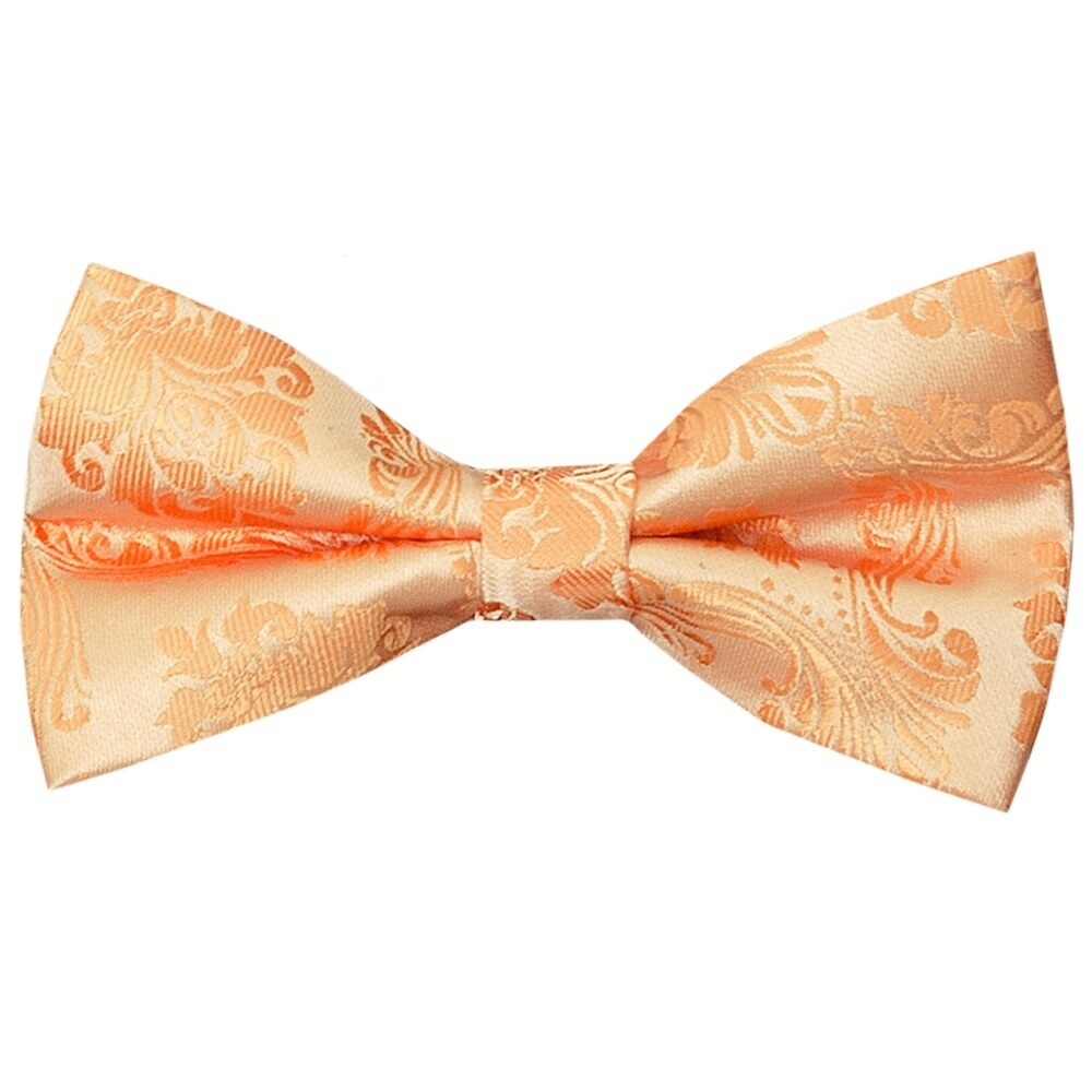Pre Tied Peach Paisley Boys Bow Tie Age 18 Months-3 Years Children's Wedding Tie