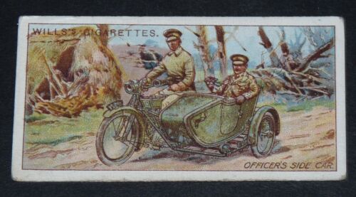 WILLS CIGARETTES CARD 1916 MILITARY MOTORS #16 OFFICER SIDE CAR GUERRE 14-18 - Foto 1 di 2
