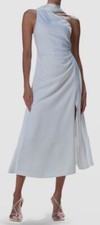  389 Misha Women's Ivory Estra Sleeveless Draped Ruched A-Line Dress Size 0