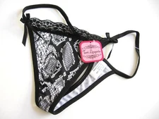 A0367 TERI Lingerie Snake Prints Sheer Mesh Silk Ribbons Lace Panel G-String NEW