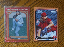 Rhett Lowder -2024 Onyx Orange Border #/75 +2023 Elite Primary Colors Pink #/99